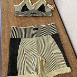 Striped Yellow and Black Activewear Set